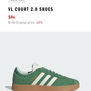 Adidas VL Court 2.0 Green with White Stripes